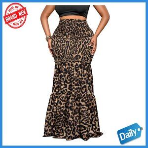 Plus Size Maxi Skirt High Waisted Ruffle Hem Bodycon Long Skirt